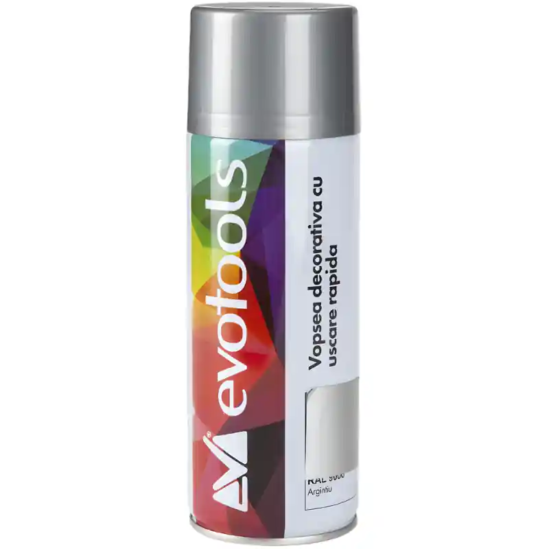 Retur gratuit Vopsea Acrilica Spray, RAL 9006 Argintiu, 400 ml, Uscare Rapida, Metalizata