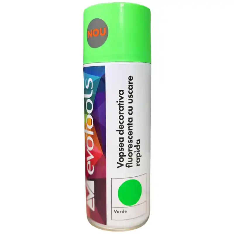 Preț mic Spray vopsea fluorescenta verde, 400 ml, uscare rapida, aplicare uniforma