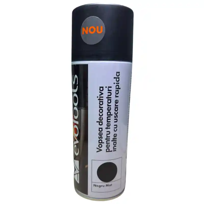 Spray vopsea temperaturi inalte, 400ml, negru mat, pentru metal gratar tevi sobe Preț promoțional