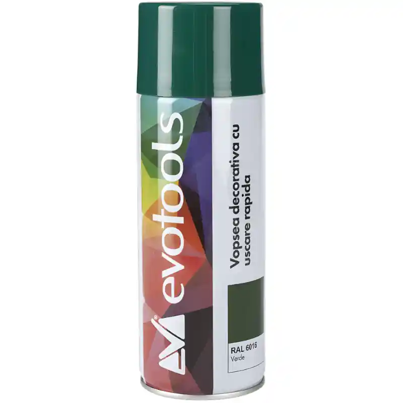 Plată securizată Vopsea Acrilica Spray, RAL 6016 Verde, 400 ml, Uscare Rapida, Decorativa