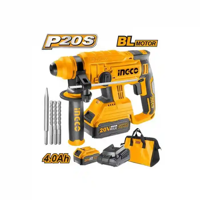 Ciocan rotopercutor pe acumulator 20V, brushless + 2 acumulatori 4Ah, accesorii incluse Retur gratuit