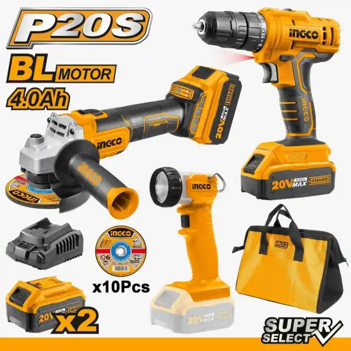 Kit 3 Scule pe acumulator 20V, Flex, Masina de insurubat, Lanterna plus 2 acumulatori 2Ah Popular