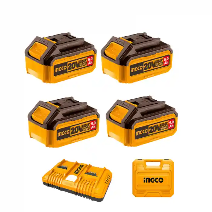 Pachet, Set 4 x Acumulatori 5Ah + Incarcator rapid dublu, 20V, P20S Ofertă limitată