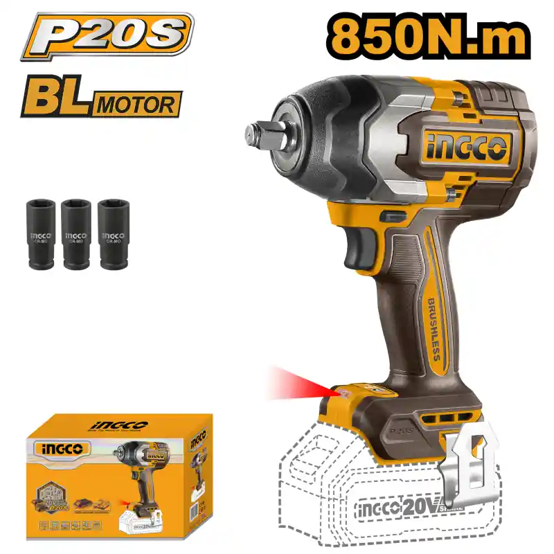 Cheie de Impact cu Acumulator, 850Nm, 20V, Brushless, 1/2’’ Transport gratuit