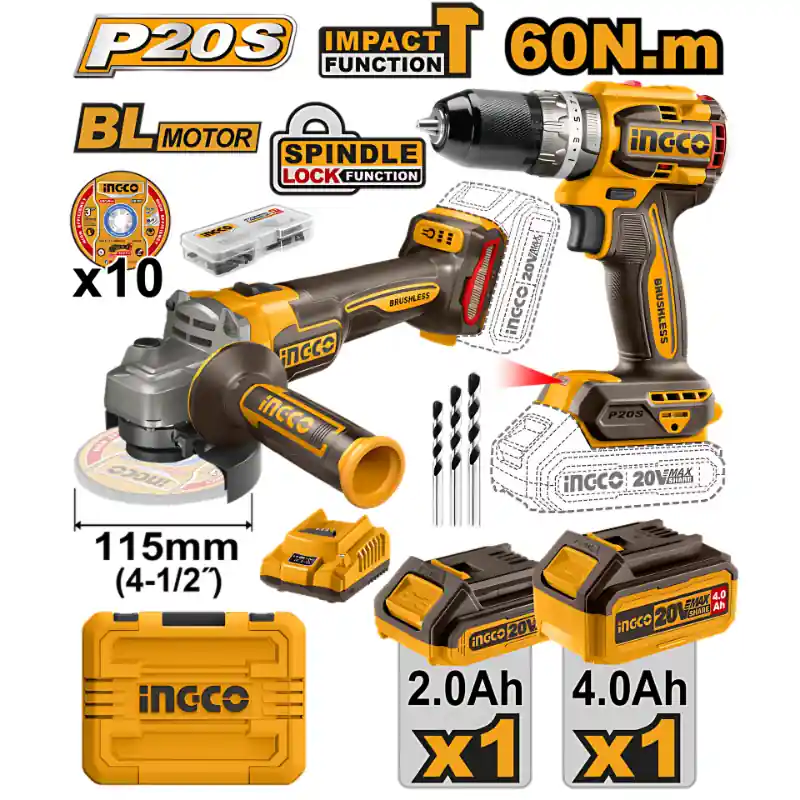 Bormasina cu Impact fara perii, 20V, 66Nm, 13Nm, Mandrina Metalica, Kit complet cu acumulatori, 47 accesorii Retur gratuit