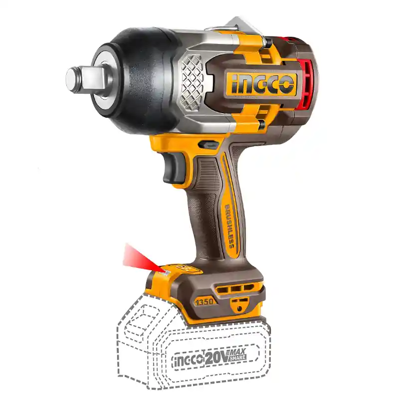 Livrare gratuită Masina de insurubat cu Impact fara Perii Ingco, 20V, 1350 Nm, 3/4"