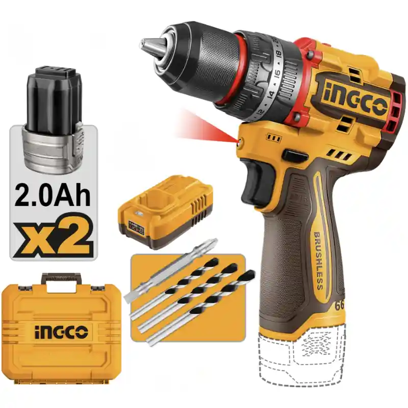 Ofertă specială Bormasina cu impact 16V, 66Nm brushless, mandrina 13mm, 2 baterii 2Ah
