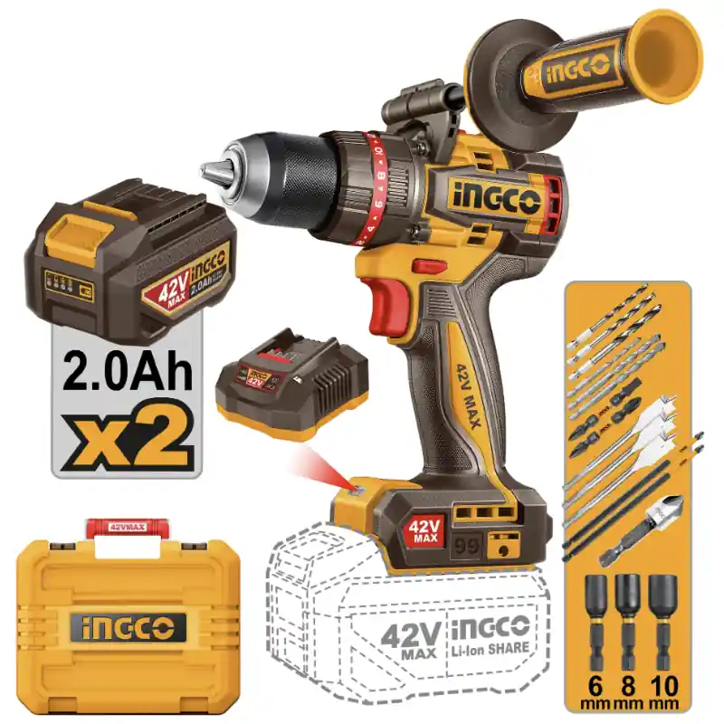 Transport gratuit Bormasina cu impact, 42V, 99 Nm brushless, cu 2 acumulatori si geanta accesorii