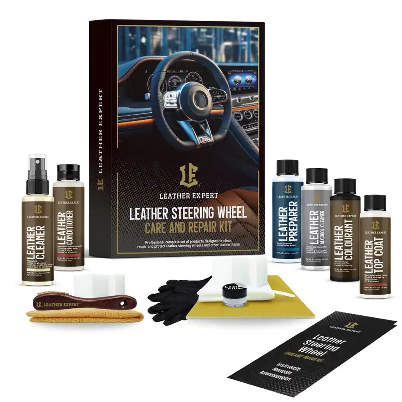 Discount Kit de recondiționare și întreținere a volanului Leather Expert - Leather Steering Wheel Care and Repair Kit - Black Matte