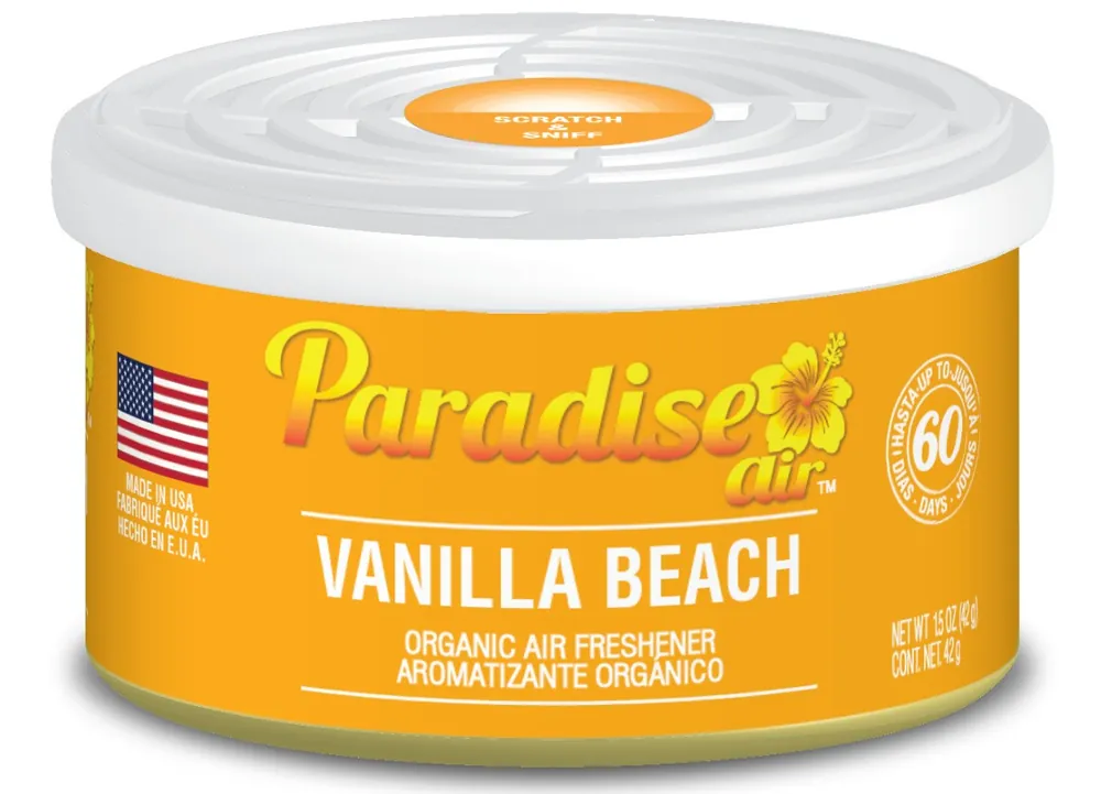 Odorizant de cameră Paradise Air Organic Odorizant de cameră Vanilla Beach - Vanilla (42 g) Expediere rapidă
